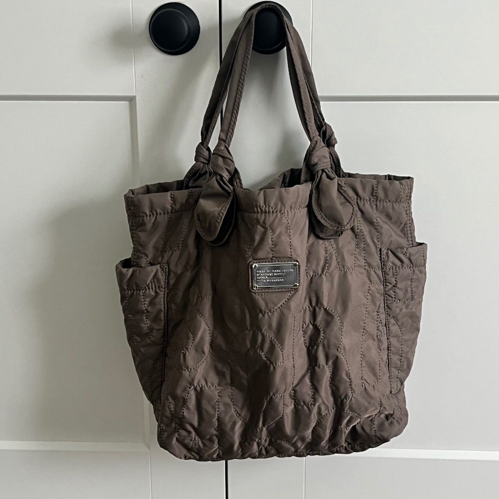 Marc Jacobs medium nylon tote satchel quartz grey like new